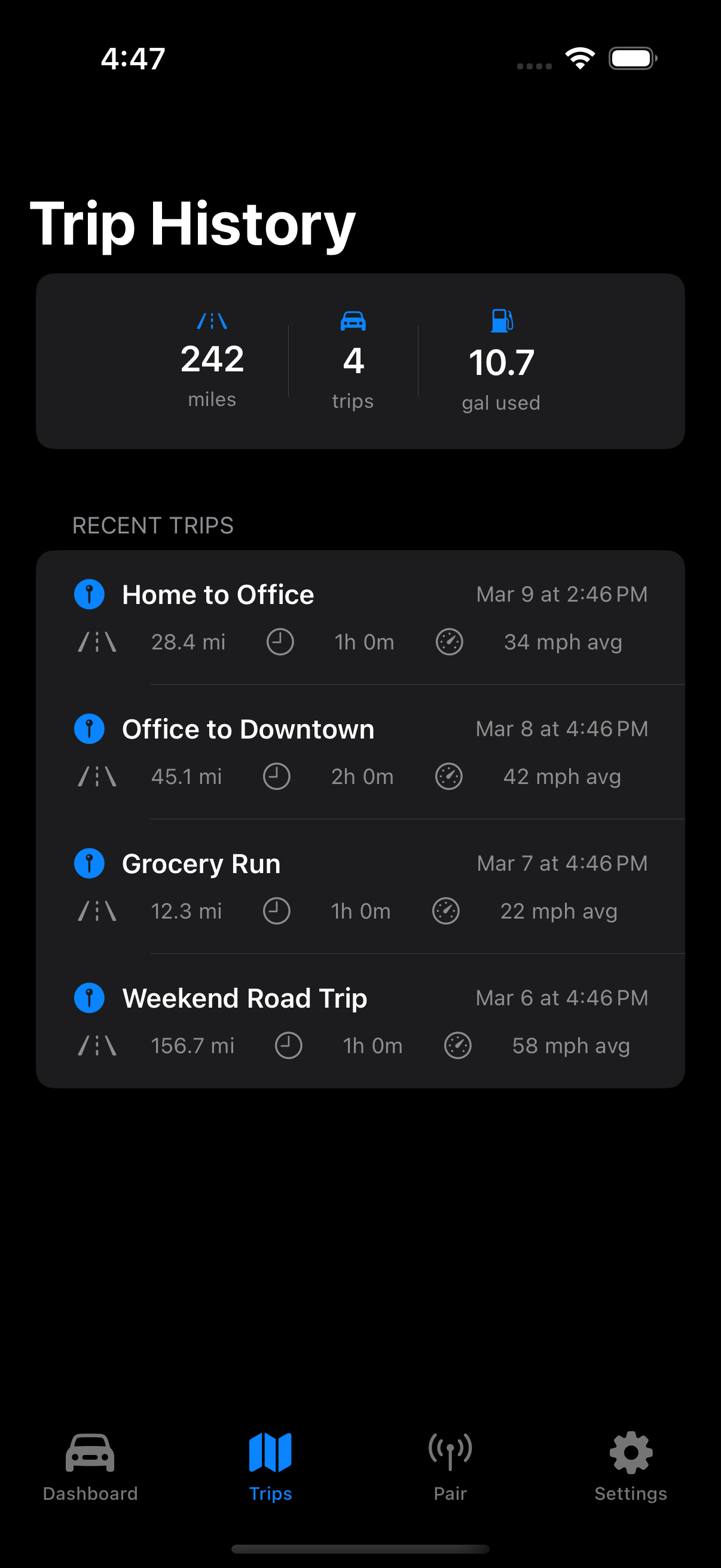 Trip History
